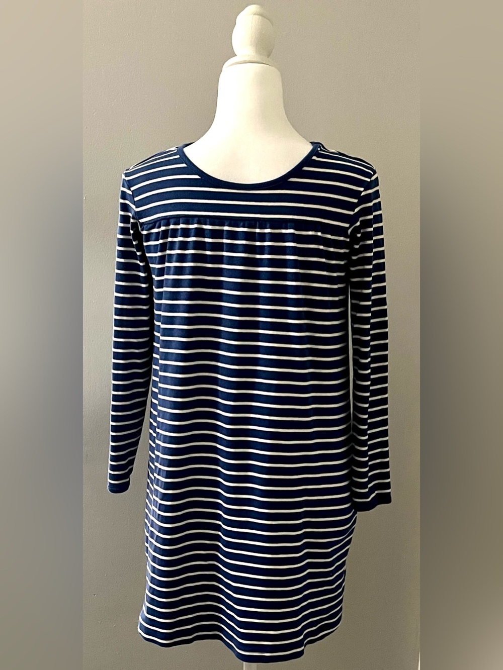 Hannah Andersson Navy & White Striped Long-Sleeve Girls Dress Size 10